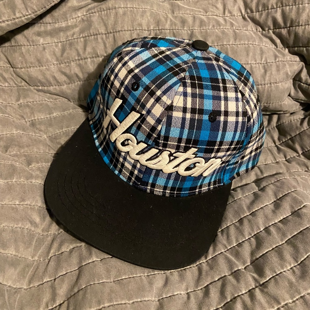 Blue plaid Houston Baseball Cap